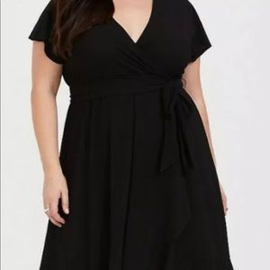 TORRID- Black flutter-sleeve Wrap Dress- 2